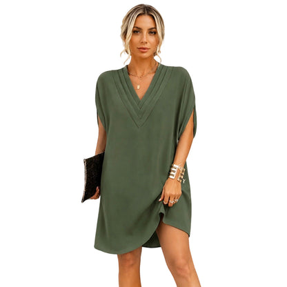 SUMMER DEAL🔥Women's V-Neck Short Sleeve Tummy-Hiding Dress