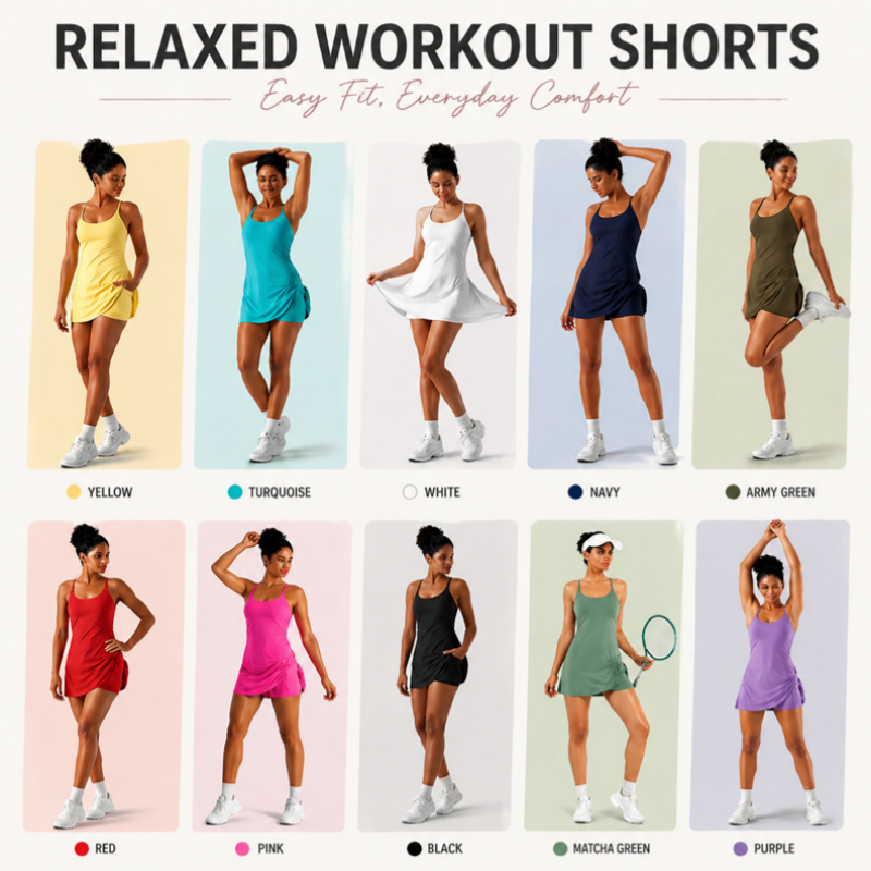 Summer Specials - Backless 2-in-1 Flare Workout Dress With Built-in Bra & Built-in Shorts